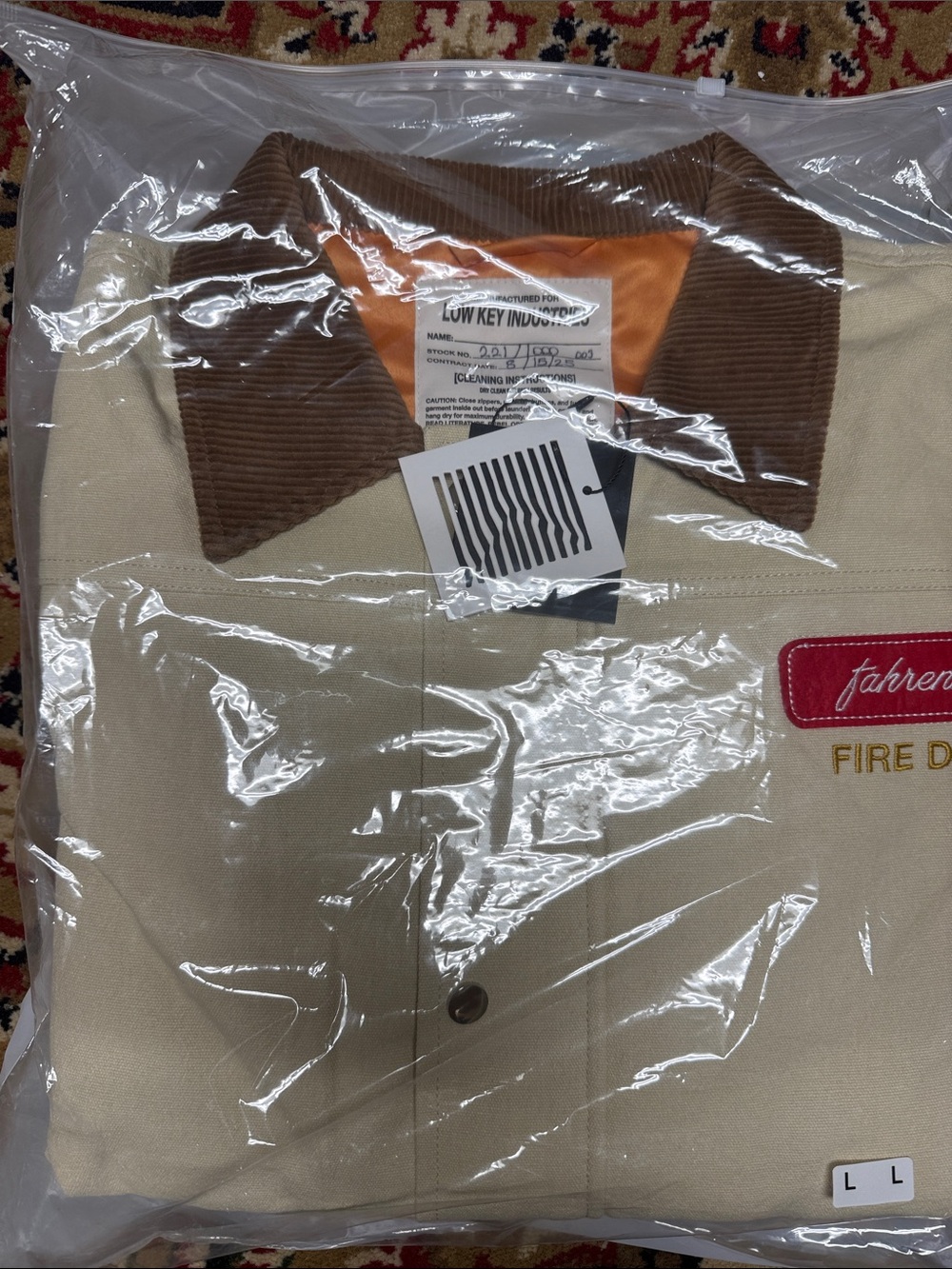 Fahrenheit 451 Beige Canvas Book Burners Jacket with Brown Corduroy Collar